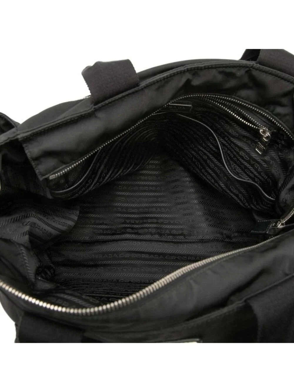 ★SOLD★ Prada Triangle Logo Mother's 2-Way Shoulder Bag Black Nylon - Picture 4 of 5